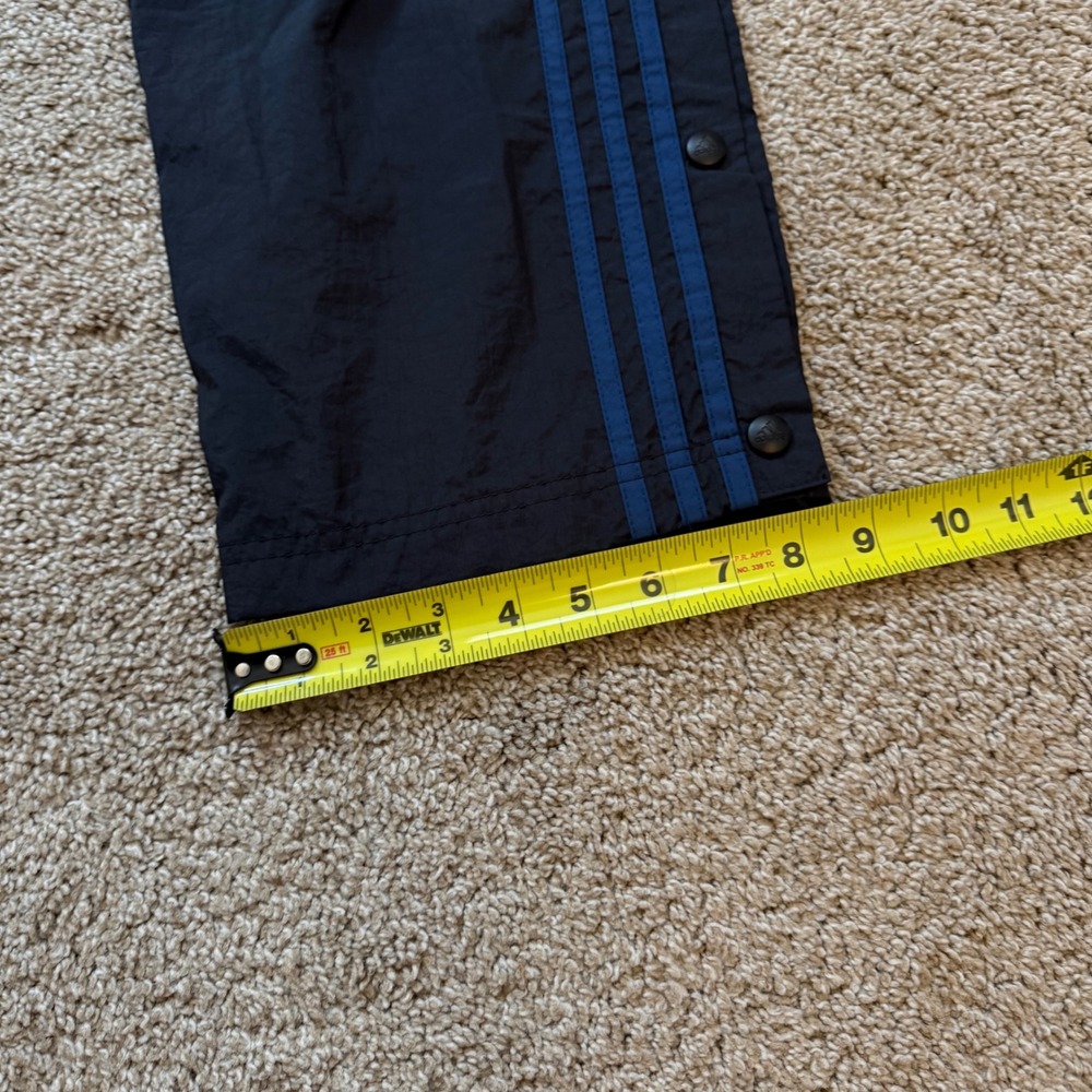 Adidas Snap Breakaway Track Pants Men M Black Vintage Blue Stripe Windbreaker - Picture 7 of 10